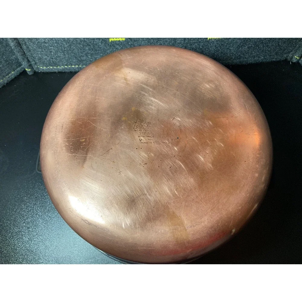 Vintage Ekcoware Stainless Steel Stockpot Thick Copper Bottom Made in USA 4.5 QT
